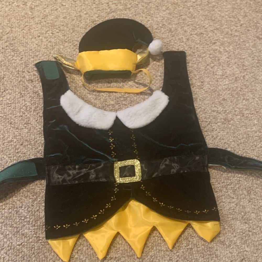 Charming Elf Dog Costume - Emerald Green and Gold